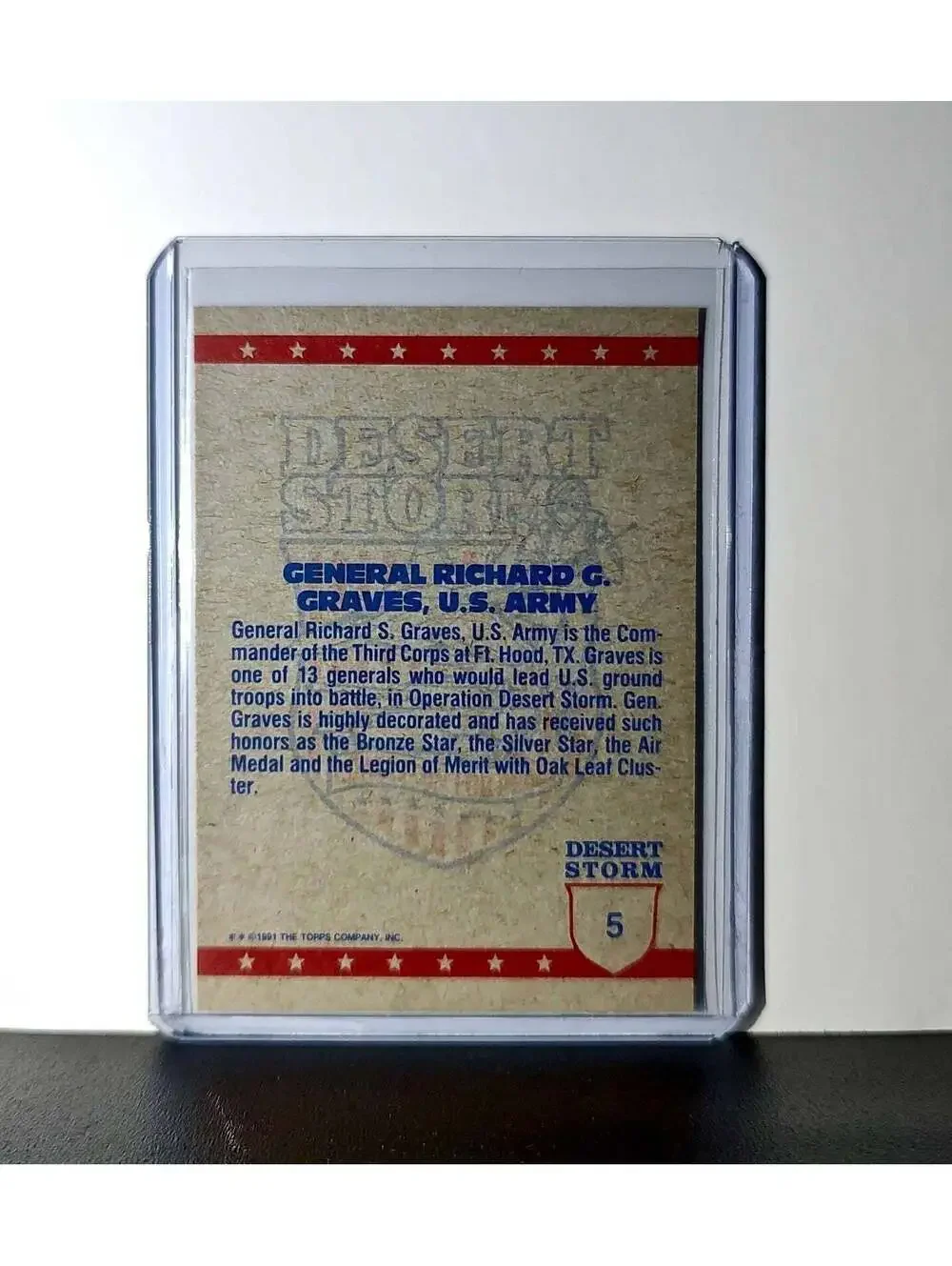 General Richard G. Graves 1991 Topps Desert Storm #5 Card - Picture 2 of 10